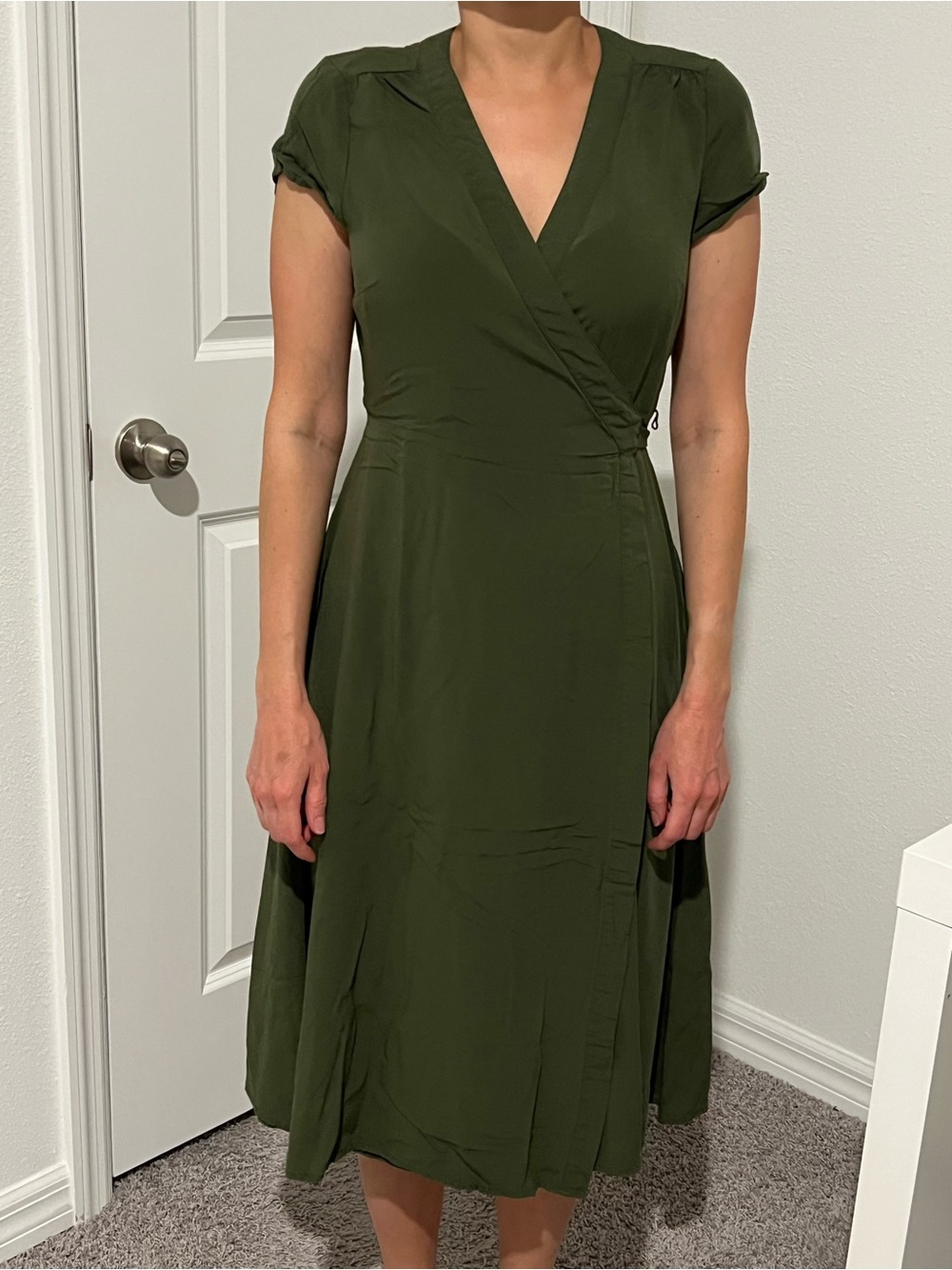 Old Navy Olive Green Wrap Midi Dress